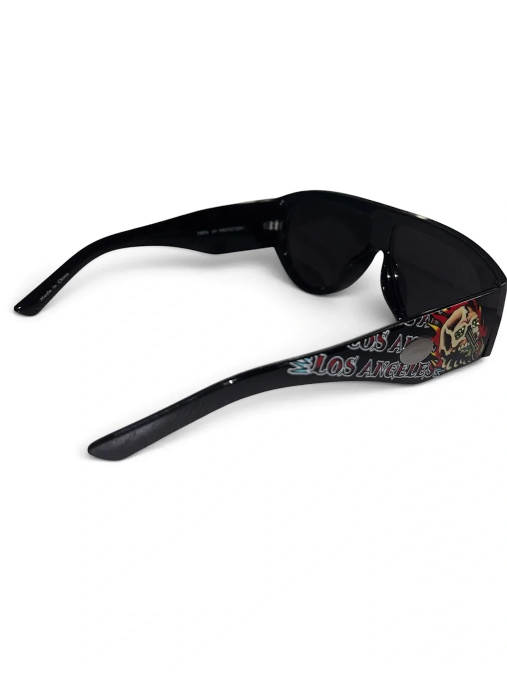 Ed Hardy Black Sunglasses with Skull & Flame Temple Graphics